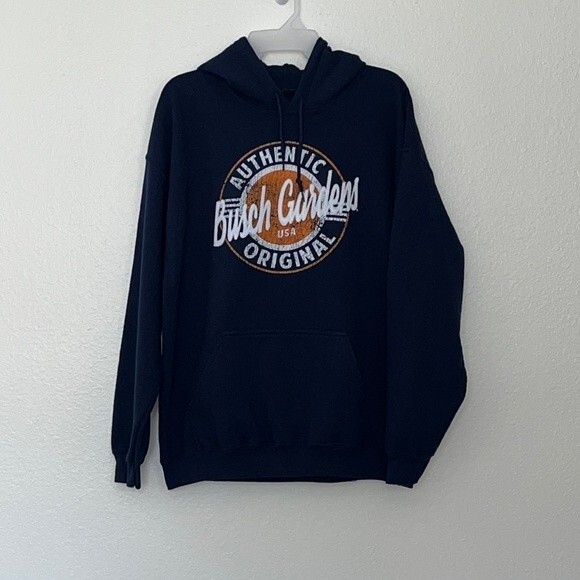 Bush Gardens Unisex Large Hoodie Blue white - Picture 1 of 9